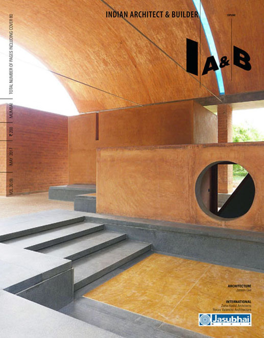 magazine cover with earth vaults and granite steps at the entrance to sharanam pondicherry