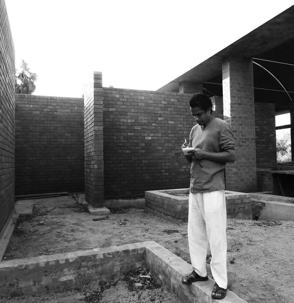 jateen lad standing on construction site at sharanam pondicherry