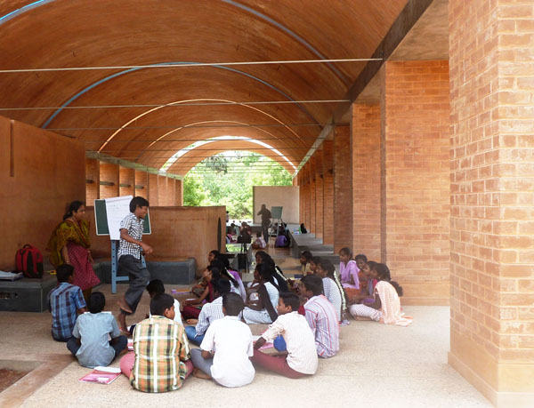 children's class inside the earth building at sharanam pondicherry