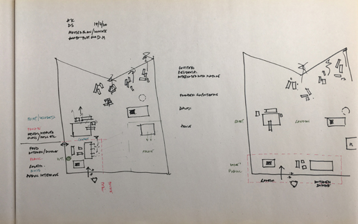 sketch layout plans in black ink