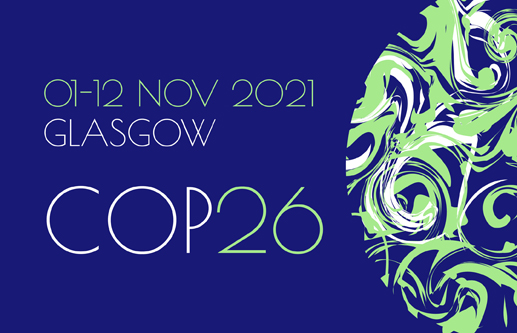 COP 26 Glasgow 2021 banner vector illustration. Poster, flyer, Climate Change Conference, which is holding by famous organisation of United Nations. Earth, atmosphere, climate are shown